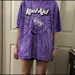 Oversized purple tie dye Koolaid man tee